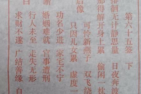 观音灵签第65签学业